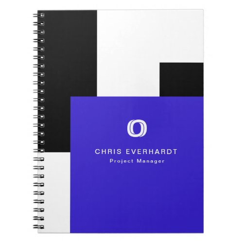 Simple Modern Color Block Blue Black and White Notebook