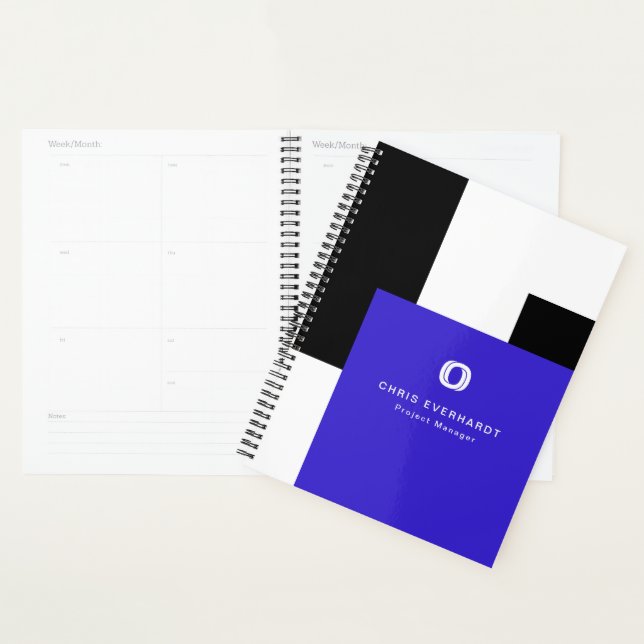 Simple Modern Color Block Blue, Black, and White Planner (Display)