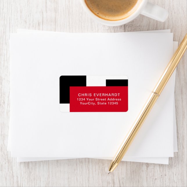 Simple Modern Color Block Red White and Black Label (Insitu)