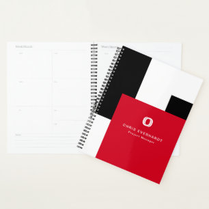 Simple Modern Color Block Red White and Black Planner