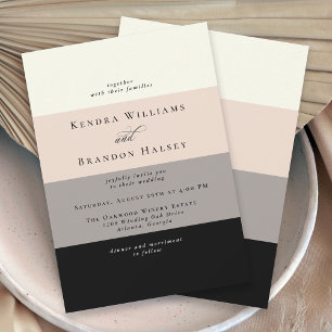 Simple Modern Color Block Stripes Wedding Invitation