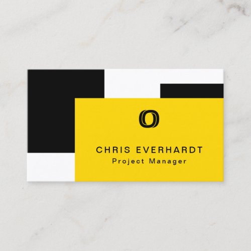 Simple Modern Color Block Yellow White and Black Business Card
