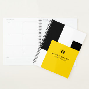 Simple Modern Color Block Yellow White and Black Planner