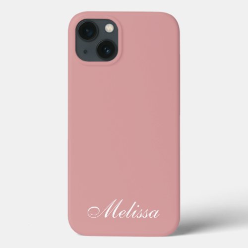 Simple Modern Color Dusty Rose Girly Name Script iPhone 13 Case