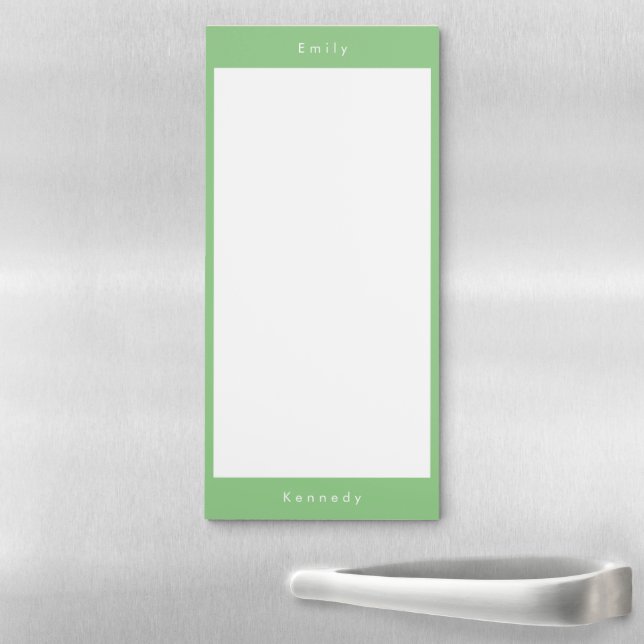 Simple Modern Color Names Custom Green Magnetic Notepad (In Situ)