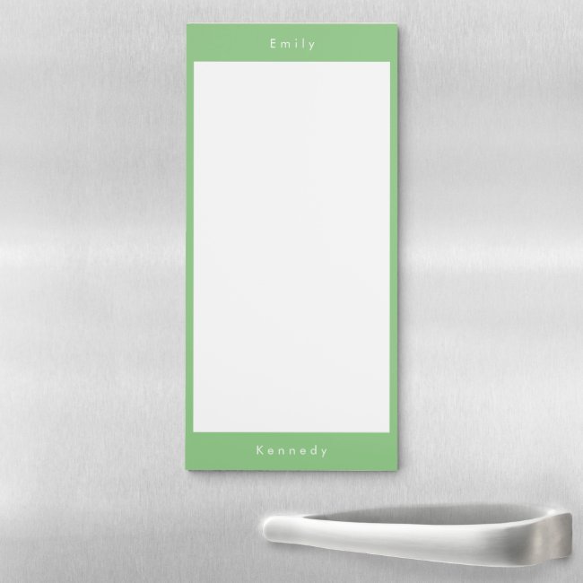 Simple Modern Color Names Custom Green Magnetic Notepad