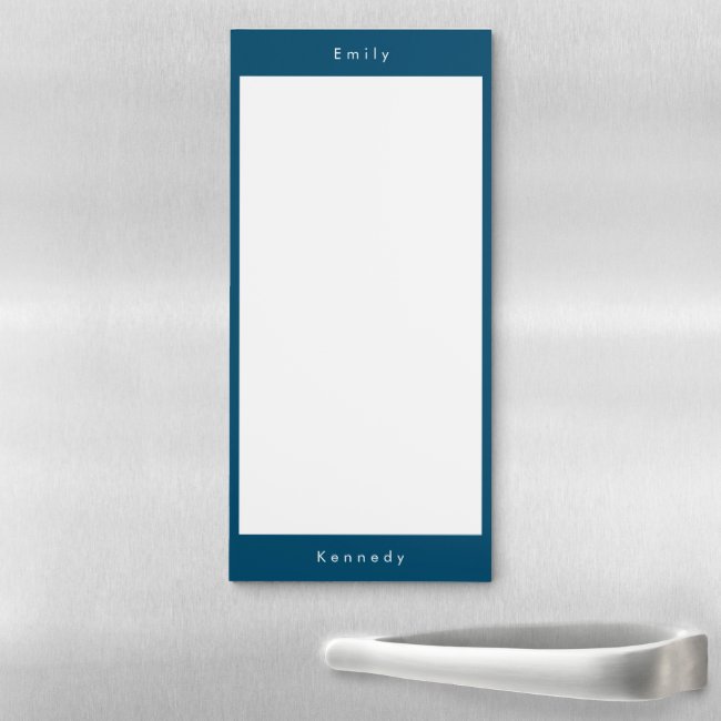 Simple Modern Color Names Custom Navy Blue Magnetic Notepad