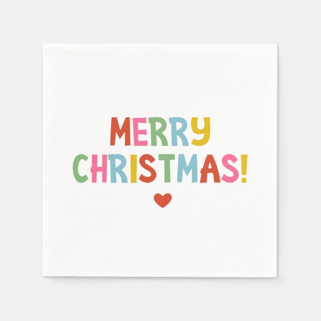 Simple Modern Colorful Merry Christmas Napkins (Front)