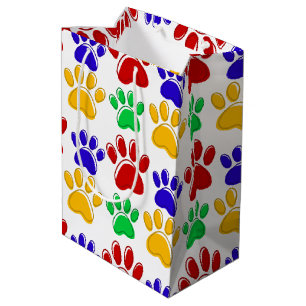 Simple Modern colorful Paw Pet birthday party Medium Gift Bag