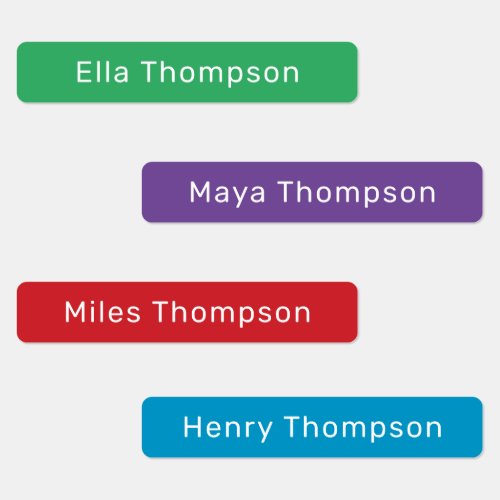 Simple Modern Colorful Personalized Name Kids Labels