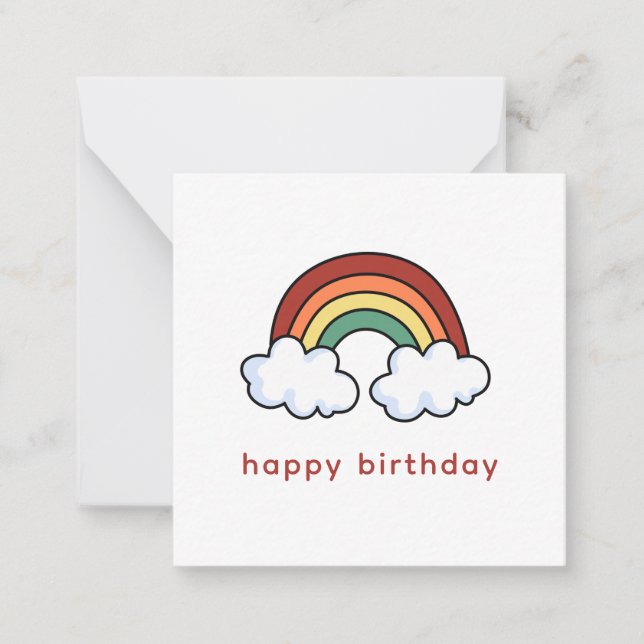 Simple Modern Colorful Rainbow Happy Birthday Note Card (Front)