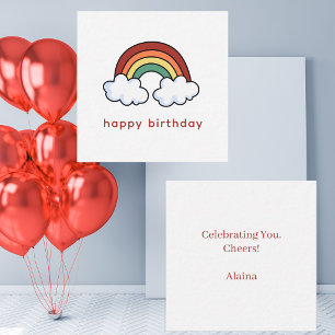 Simple Modern Colorful Rainbow Happy Birthday Note Card