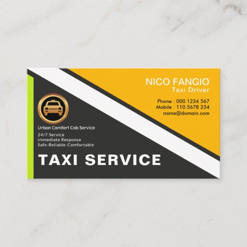 Simple Modern Concise Bright Professional Taxi Business Card