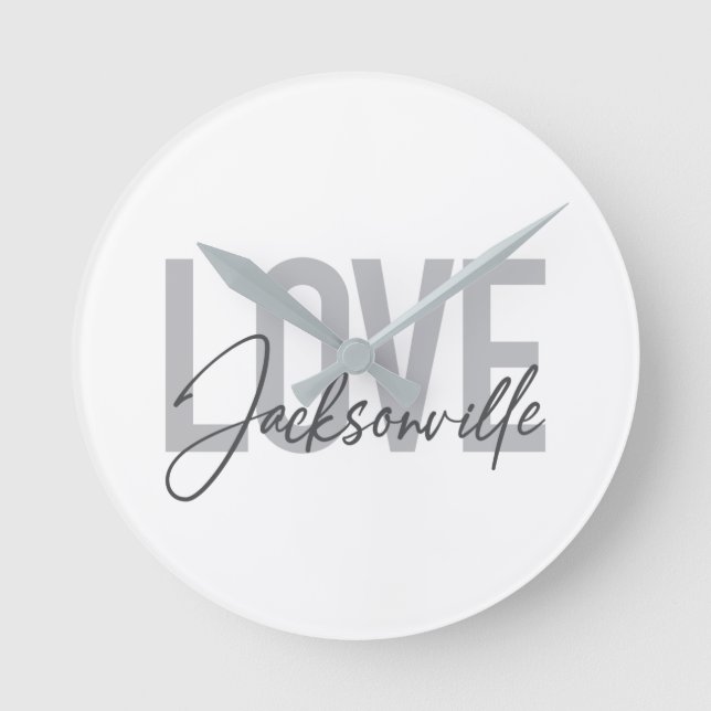 Simple, modern, cool design Love Jacksonville Round Clock (Front)