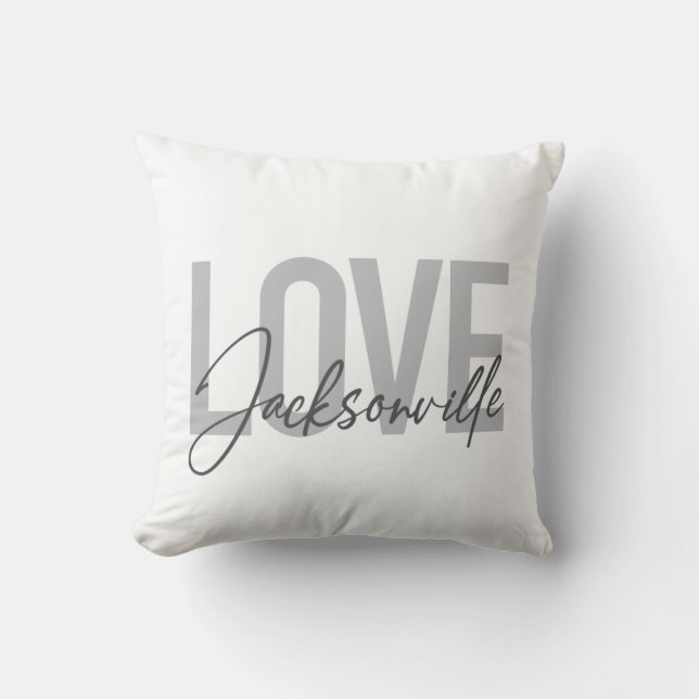 Simple, modern, cool design Love Jacksonville Throw Pillow (Front)