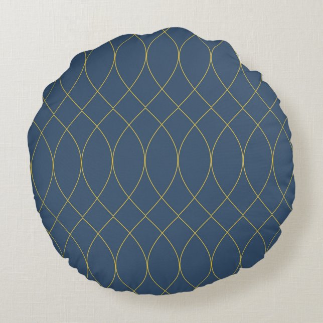 Simple, modern, cool, trendy curvy, wavy lines round pillow (Back)