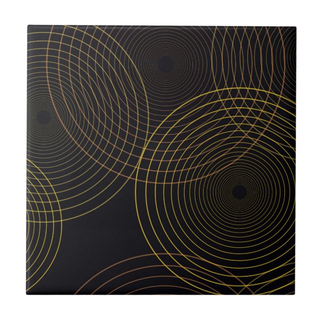 Simple, modern, cool, trendy thin line circles ceramic tile (Front)
