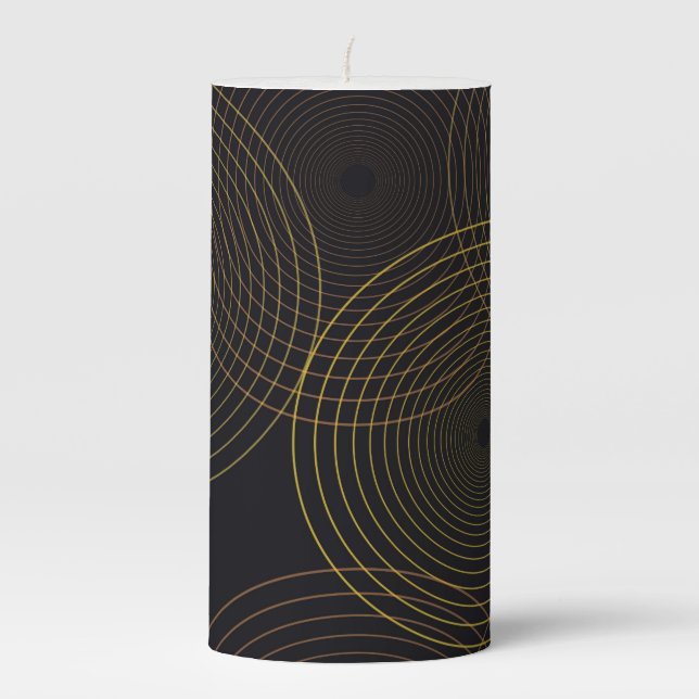 Simple, modern, cool, trendy thin line circles pillar candle (Front)