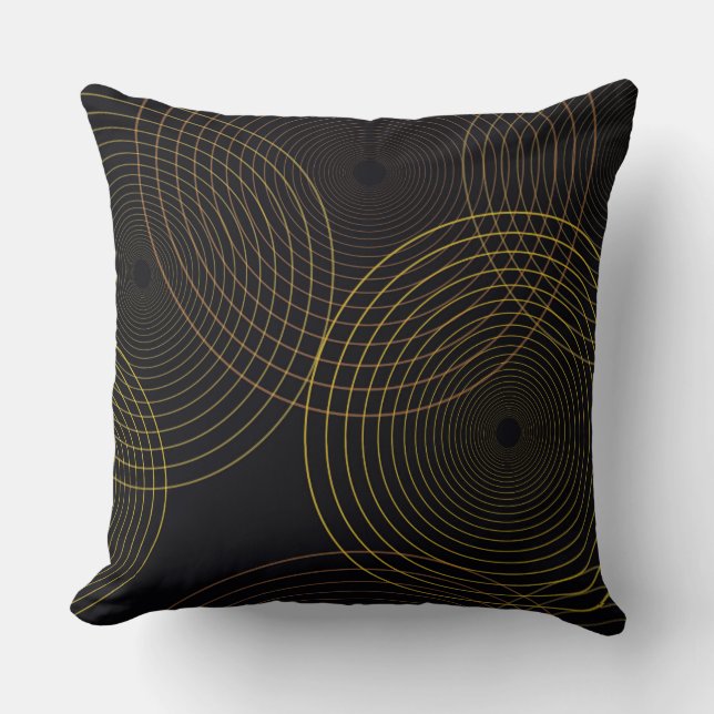 Simple, modern, cool, trendy thin line circles throw pillow (Front)