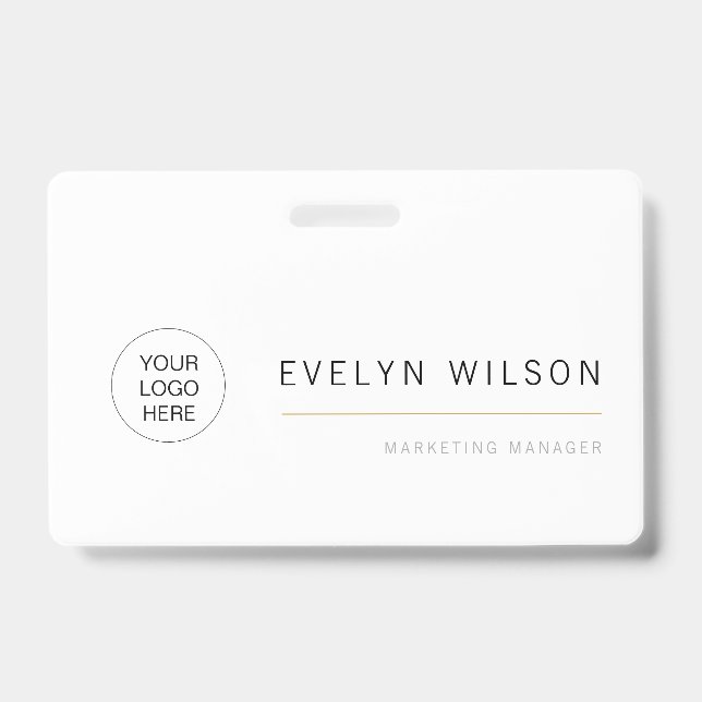 Simple Modern Corporate Employee Logo Name ID Badge (Front)