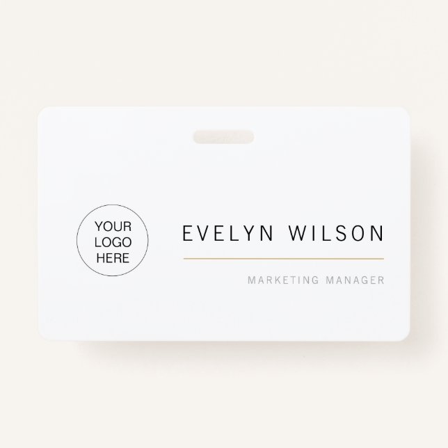Simple Modern Corporate Employee Logo Name ID Badge (Front)
