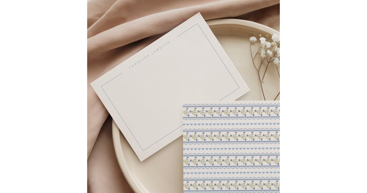 Simple Modern Cottagecore Flat Note Card | Zazzle