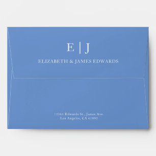 Simple Modern Couple Monogram Blue Personalized Envelope