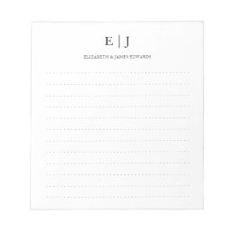 Simple Modern Couple Monogram Dotted Lines Notepad