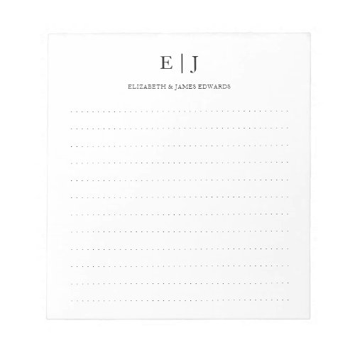 Simple Modern Couple Monogram Dotted Lines Notepad