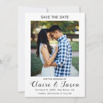 Simple Modern Couple Photo Save The Date | Zazzle