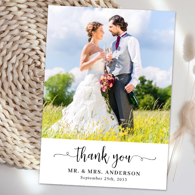 Simple Modern Couple Photo Wedding Personalized  Thank You Card (Creator Uploaded)