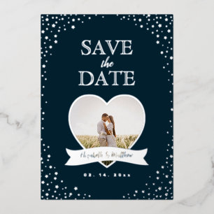 Simple Modern Couple Photo Wedding Save The Date Foil Invitation