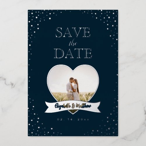 Simple Modern Couple Photo Wedding Save The Date Foil Invitation