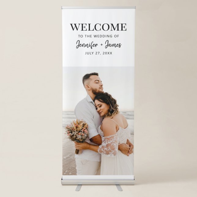 Simple Modern Couple Photo Wedding Welcome Sign (Front)
