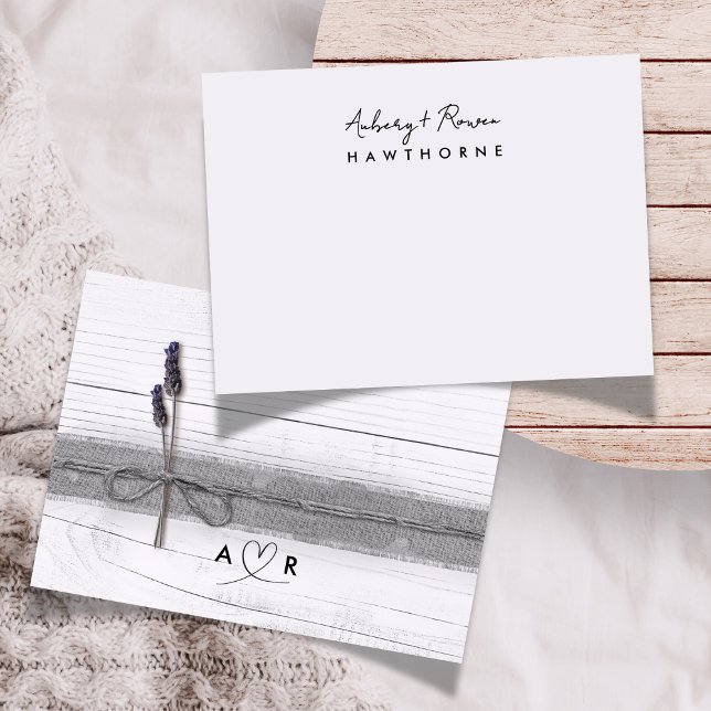 Simple Modern Couple Rustic Lavender Wedding Note (Creator Uploaded)