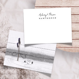 Simple Modern Couple Rustic Lavender Wedding Note Card
