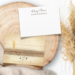 Simple Modern Couple Rustic Pampass Grass Wedding Note Card