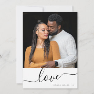 Simple Modern Couples Custom Photo Valentines Day Holiday Card