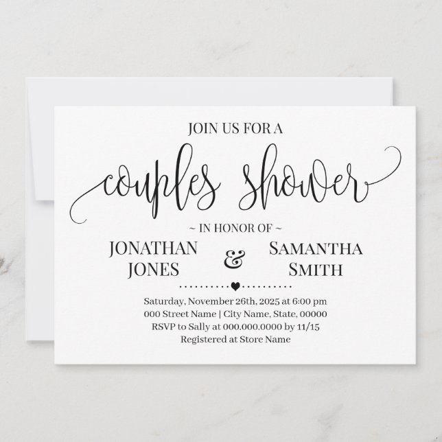 Simple Modern Couples Shower Minimalist Wedding Invitation (Front)