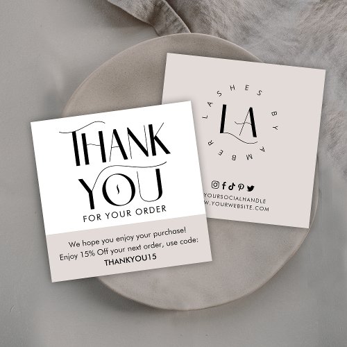 Simple Modern Cream Beige Business Thank You Note Card