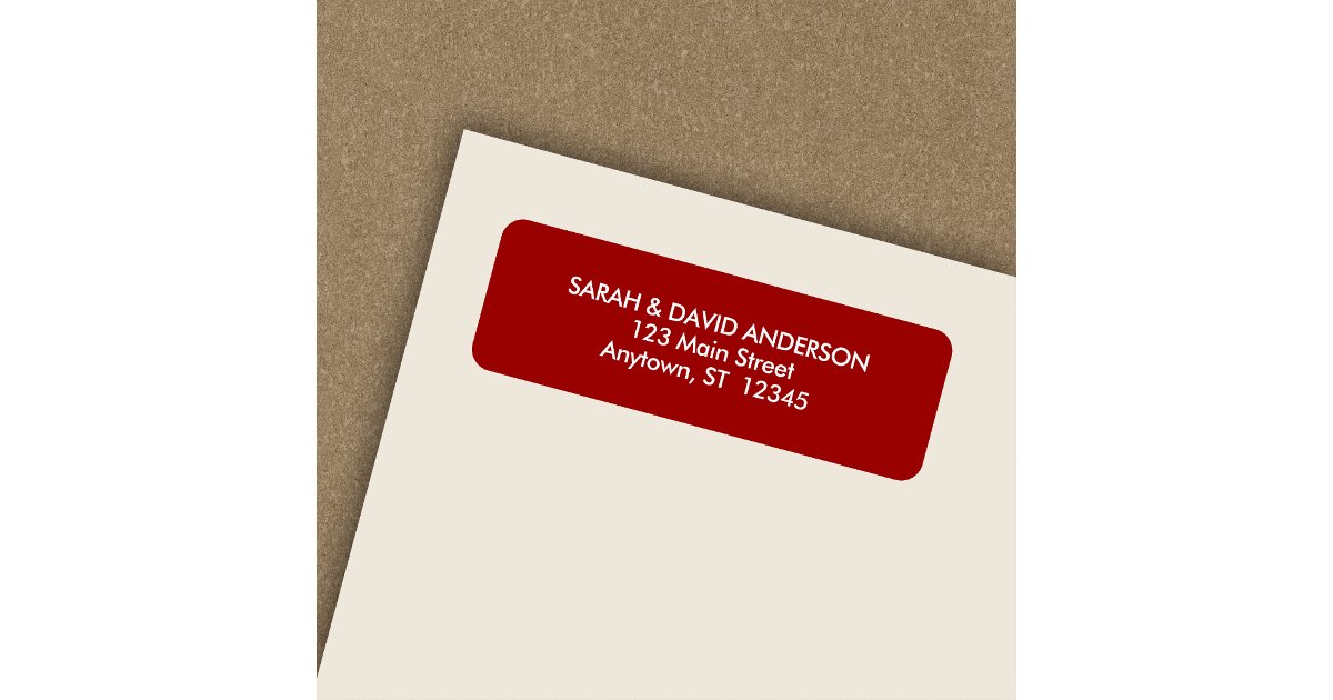 Red Return Sticker Simple Modern Crimson Red Return Address Label | Zazzle