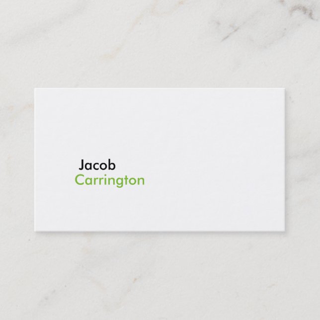 Simple Modern Crisp White 2 Business Card (Front)