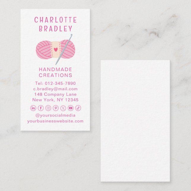 Simple Modern Crochet Handmade Crocheting Business Card (Front/Back)