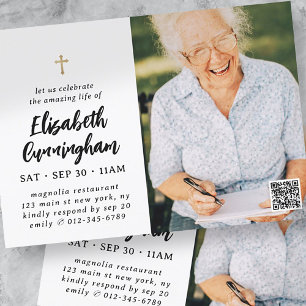 Simple Modern Cross Celebration Of Life Memorial Invitation