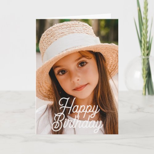 Simple Modern Cursive Custom Photo Birthday