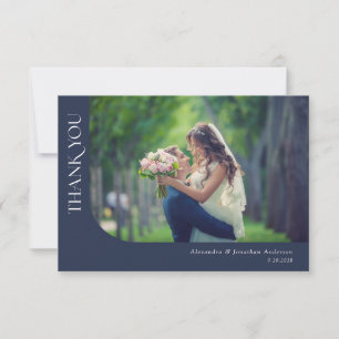 Simple Modern Curved Photos Wedding Thank You