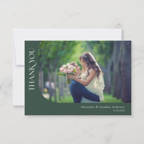 Simple Modern Curved Photos Wedding Thank You