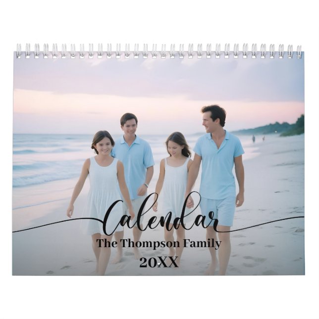 Simple Modern Custom 14 Photos Family 2026 Calendar (Cover)