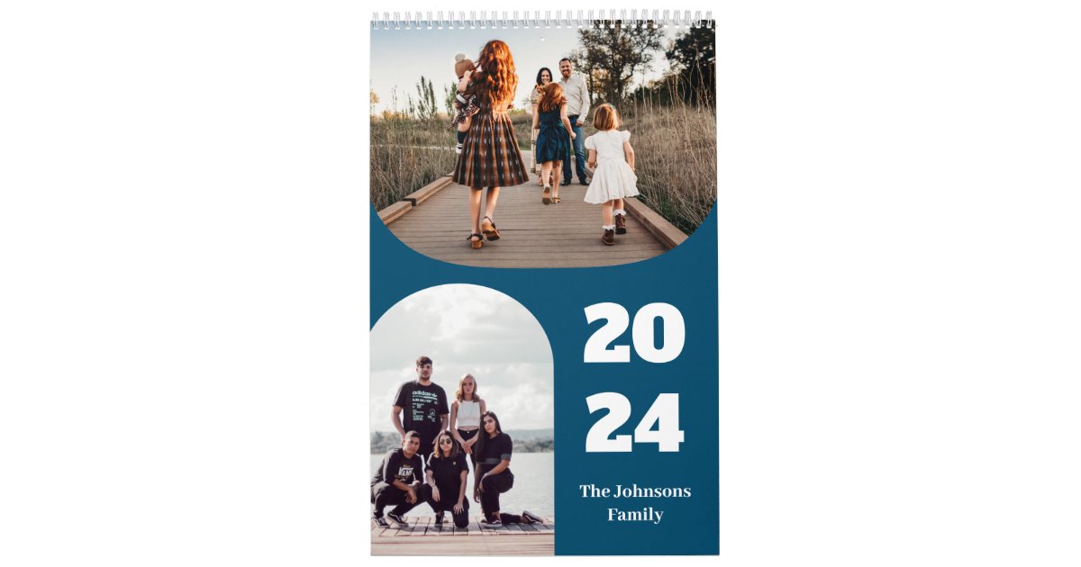 Simple Modern Custom 26 Photos Family 2024 Calendar Zazzle