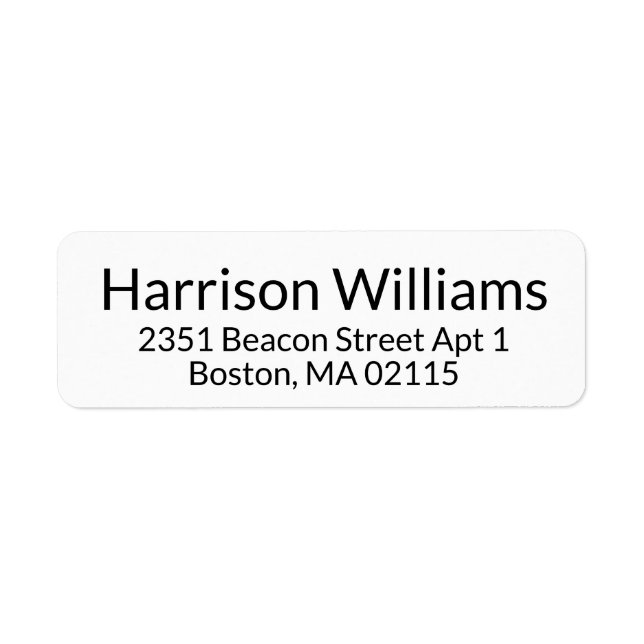 Simple Modern Custom black white address Label (Front)